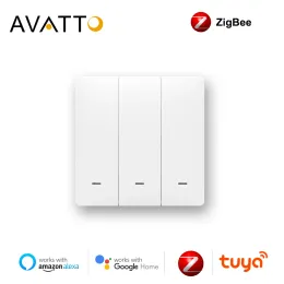Controllo Avatto Tuya Switch Zigbee con / No Neutral, Smart Wireless EU Standard 2 modi in cui la luce di controllo Switch Light Work With Alexa, Google Home