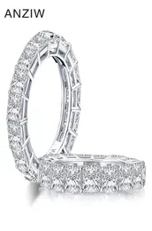 Ainuoshi 925 Sterling Silver 4mm Princess Corte Anel Eternidade Completa para Mulheres SONA SONA simulada Diamond Engagement Band Ring T205884189