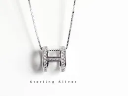 S925 Sterling Silver Lettera H Temperamento a pendente Clavicle Chain Necklace Collana clavicola femmina Simple Student Fashion Jewelry4199732