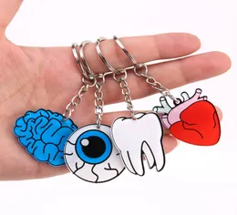 Yeni organ kalp anahtar zinciri beyin gözleri diş anahtar zinciri kadınlar ve erkekler sevimli anime karikatür çocuklar anahtar yüzük hediye porte clef8789597