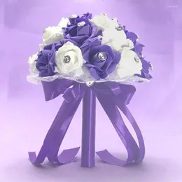 Flores de casamento 1 PCs Casamento Romance Love Purple Big Diamond Bride and Groom Freamer Bouquet de