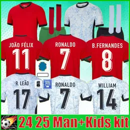 Portugal 24 25 Fußballtrikot Ruben Ronaldo Home Away Shirt Portugiesisch 2024 Portugal Männer Fußball -Hemd Kinder Kit Frau Fans Spieler Version Epe Joao Felix Torhüter