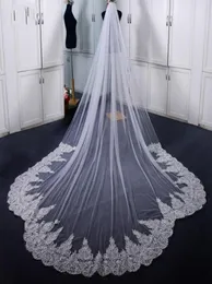 Velio da sposa applicato in pizzo lungo lussuoso in pizzo lungo uno strato velo retrò in tulle morbido con pettine da 4 metri per capelli da sposa Accessoreis fo8513994