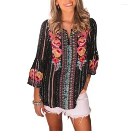 Damskie bluzki w stylu mody streetwear Summer Amazon Wish Sprzedanie luźnego nadruku t-dółka z długim rękawem Kobieta