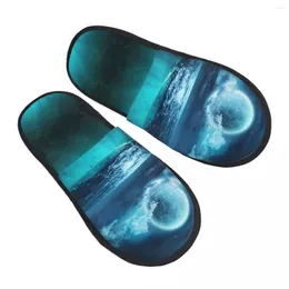 Pantofole Moon Full On Sea Night Scene Slipper per donne uomini soffici inverno caldo interno