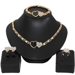 Afrikanischer Schmuck Set für Frauen Herz Halskette Set Hochzeit Schmuck Sets Ohrringe Xoxo Halskette Armbänder Geschenke 210619241p