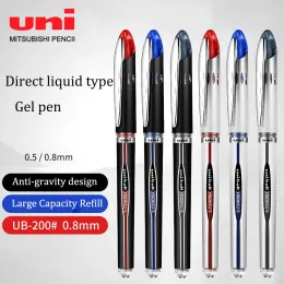 Stifte Japan Uni Flüssiggel Stift 0,5/0,8 mm Bullet Ball Stift Schnelle Trockentinte UB205/200 Studenten Briefpapier Office Supplies Caneta Papeleria