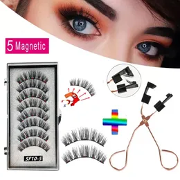 4 Paare 5 Magnete 3D Magnetische falsche Wimpern handgefertigtes künstliche Faux Cils Natural Mink mit Pinzetten 240420