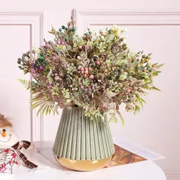 장식용 꽃 바나나 밀라노 과일 인공 꽃다발 35cm 길이 실크 가짜 결혼식 꽃병 가정 장식