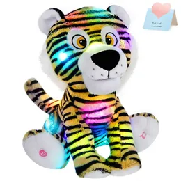 32 cm LED Light Up Animals Doll Toys Musical Soft Tiger Plush Throw Pelow Peluches Decors Birthday Toys Gift for Kids Girls 240419