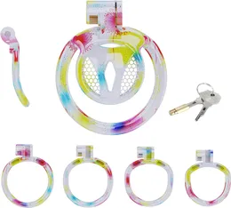 Flat Chastity Cage kleine männliche Keuschheit Geräteschloss Design Plastik Penis Käfig für Männer BDSM Penis Cage Sex Toys für Paare (CX, 2)