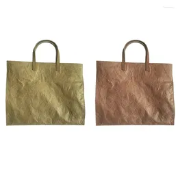 Bag ASDS-Kraft Paper Shoulder Bags Solid Casual Tote Big Capacity Travel Handbags For Women Vintage Shopping Pack