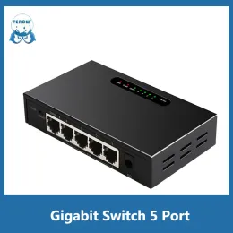 أجهزة التوجيه Poe Switch Gigabit 5 Port 1000Mbps Gigabit Switch مع VLAN Plug Play Switch Ethernet لكاميرا IP Wireless App WiFi Router