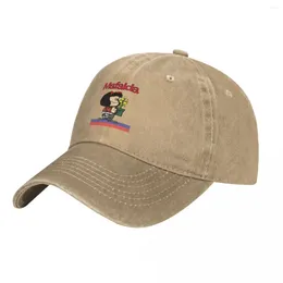 Ballkappen Personalisierte Mafalda Halten Sie Pflanze 2024 Denim gewaschene Baseballkappe für Frauen coole weibliche Snapback Street Tide Hut