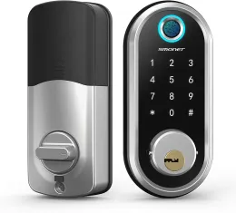 Kontrol Akıllı Deadbolt Smonet Parmak İzi Elektronik Sürgü Kapı Kilidi Tuşadbluetooth Anahtarsız Giriş Tuş Takımı Akıllı Deadbolt Uygulaması