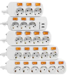 Stecker EU Stecker Smart Electrical Socket 2USB 5V 2A PERSONAL SURGE SURGE 1,5/2,5M Verlängerungskabel -Sockel für Home Network Filter