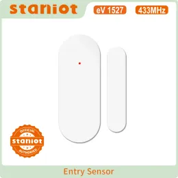 Управление Staniot Tuya 433MHZ Home Alarm System Автоматическая датчик смарт -беспроводной дверь и детекторы окна Открытие/закрытие кода двери