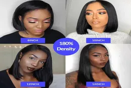 2020 reto 13x6 Bob curto Bob renda completa Frente de cabelo humano perucas para mulheres negras Kinky Straight 360 Lace Frontal Wig8715751