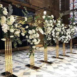 Party Decoration 3pcs/set)Luxury Wedding Column Stage Walkway Gold Aisle Pillar Flower Stand For Weddings AB701