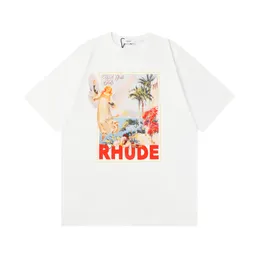 RHUDE T-SHIRT Designer luxuoso Designer masculino Tsshirt Summer Manga curta Europa America Fashion Cirl