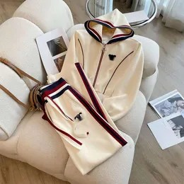Celinnes Anzug Designeranzug Luxus Mode Damen Trails -Einrichtungen High -End -Gelegenheitssport -Set für Frauen stilvoller Kapuzen mit Kapuzen -Hose Set