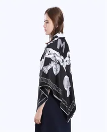 FashionNew Twill Silk Senk Women Skull Key Printing Square Scarves Wrap Wrap Femd Large Hijab Shawl Neckerchief 130130CM1763017