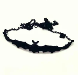 Chokers moda goth czarne duże otwarte skrzydło latające kołnierze nietoperze upiorne na Halloween prezent Men039s and Women039s krótki naszyjnik1933331