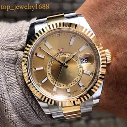 AAA 3A Kalite S Sky Dweller Bantları 42mm Erkekler Saatler Orijinal Yeşil Kutu 326934RB Otomatik Saat İzle