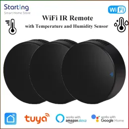 Control Tuya WiFi Smart IR Remote Control With Temperature And Humidity Sensor Controller For Air Conditioner TV DVD AC Via Yandex Alexa