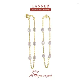 Серьги Серьги Canner Luxury Pearl 925 Серебряные серьги стерлингов для женщин Drop Pendientes Con Perlas 18K Gold Wedding Accessories