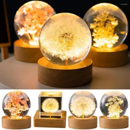 Figurine decorative Flower Crystal Ball Night Light Flowers Flowers Gift lampada rotonda per uomini ragazzi ragazzi ragazzi ragazze