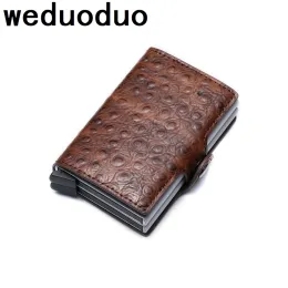 حاملي Weduoduo حامل بطاقة وصول جديد RFID السلامة مربع مزدوج Men Mini Metal Wallet Business Card Card Case Tarjetero Case