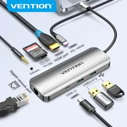 Hubs VENÇÃO USB C HUB USB C TO HDMI 4K VGA PD RJ45