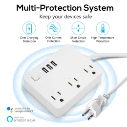 Plugs tuya smart vida life US wi -fi smart plug socket USB Power Strip Surge Protector Tipo C Outlet App Controle de voz Trabalho com Alexa Google