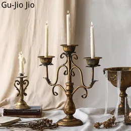 Candle Holders European Metal Holder Retro Burnt Craft Iron Vintage Candelero Home Decoration