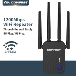 ルーターデュアルバンドWireless WiFi Repeater Extender 1200Mbps WiFi Repeaterルーターアクセスポイント4つの外部アンテナCOMFAST CFWR754