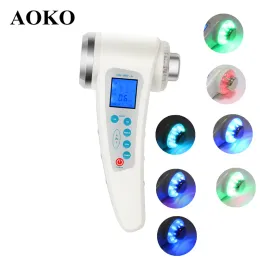 Instrumento AOKO 1MHz 3MHz Ultrassônico FACE CUIDADO DE PELE HINE 7 Color Led Photon Terapia Toola de beleza Slimming Anti -celulite Massageador