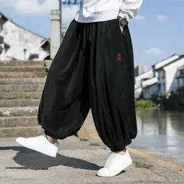 Autumn Winter Men Polar Fleece Pants Men Velvet Retro Harem Pants Male Solid Color Wide Leg Pants Harajuku Jogging Trousers 240421