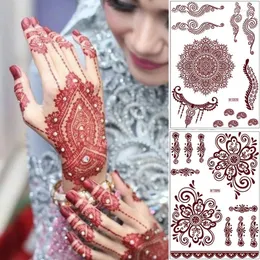 Inchiostri tatuaggi impermeabili di henné marrone temporaneo adesivi toracici in pizzo tatuaggi mandala per mani body fiore di diamante arte finta tatoo