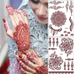 Tattoo Inks Waterproof Temporary Brown Henna Stickers Chest Lace Mandala Tattoos For Hands Diamond Flower Body Art Fake Tatoo