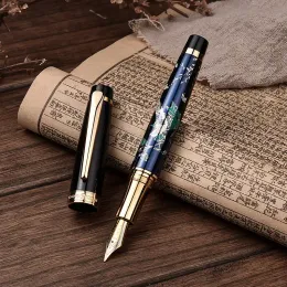 Pens Hongdian 1837 Fountain Pen Metal Elde Taşıma Çin tarzı iridyum 0.5mmef/ kavisli uç mürekkep kalemi okul malzemeleri kırtasiye