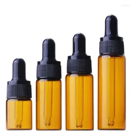 Garrafas de armazenamento garrafa de conta -gotas de óleo essencial 5/10/20ml 50pcs âmbar vidro marrom massagem pipeta cosmética