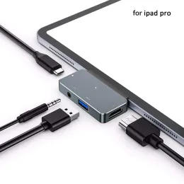 HUBS OUTMIX USB TYPEC HUB ADAPTER مع USBC PD شحن USB 3.0 3.5 مم مقبس HDMICIPATIBLE لـ iPad Pro MacBook Pro/Air