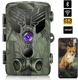 카메라 4K WiFi 라이브 스트림 사냥 카메라 라이브 방송 트레일 카메라 30MP 앱 Bluetooth 야간 비전 WiFi830Pro 야생 동물 사진 트랩