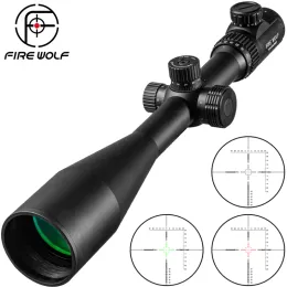 SCOPES FUOCO Wolf 1040x56 Aoe Caccia Scopi laterale Ruota Regolazione della parallasse Ottica Riflescope Vista a punta verde rosso per ambiti militari