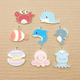 Charms 10pcs Sea Fish Charm do biżuterii Making emalia wisiorek Naszyjnik