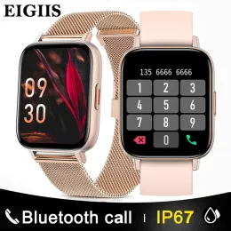 RELISÕES EIGIIS Bluetooth Ligue para Smart Watch Mulheres Men 1.69inch rastreador de fitness à prova d'água Ladies Smartwatch para Xiaomi Android iOS