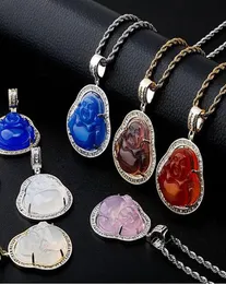 14 -KLK ZŁOTA BOGUETK Buddha Naszyjnik Bling Micro Pave Cubic Zirconia Symulowane diamenty z 24 -calową liną łańcucha 22260291