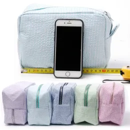 Casos Summer Bubble Yarn Bag Cosmético Candy Color Seersucker Makeup Bag Saco de Lightcolors Travel Storage With Zipper Women's Bag 23