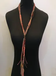 Kpop fashion rope tassel leather multilayer strands sautoir long necklace women accessories collier femmehalsketteHandmade rainb8221656